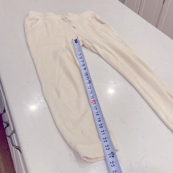 MATE the LABEL 100% Organic Cotton Ivory White Waffle Knit Thermal Joggers Med - Picture 10 of 10